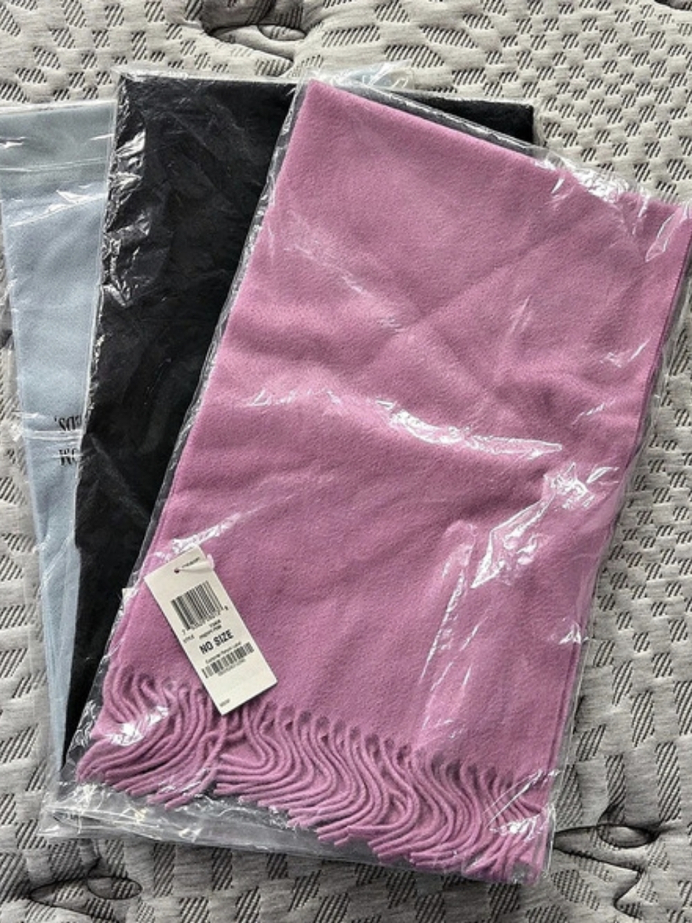 (3) Charter Club 100% Cashmere Scarf Pink & Black And Blue NWT